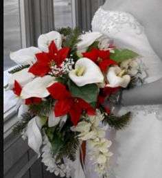 Bridal bouquet Poinsettias wedding flowers